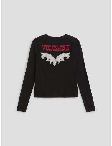 Jersey de lana merino Nosfa en negro de Zadig & Voltaire, con escote en V y mangas largas - MARFRANC
