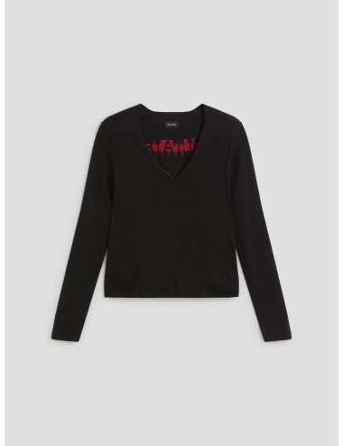 Jersey de lana merino Nosfa en negro de Zadig & Voltaire, con escote en V y mangas largas - MARFRANC