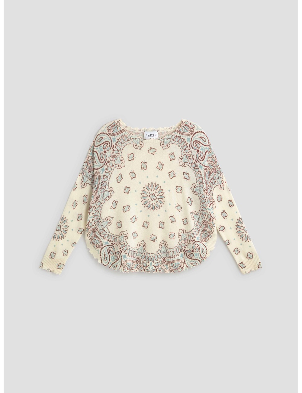 Jersey de cachemir Mela Bandana Bico en color beige de Kujten - MARFRANC Jersey de cachemir Mela Bandana Bico en color beige de Kujten - MARFRANC