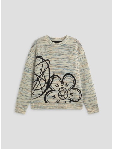 Jersey reversible de lana Kenzo x Futura 2000 en tono blanco hueso degradado - MARFRANC
