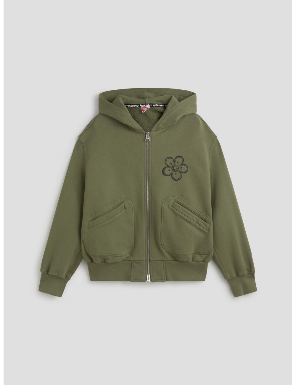 Sudadera con capucha de algodón cuadrada Kenzo x Futura 2000 en color caqui - MARFRANC Sudadera con capucha de algodón cuadrada Kenzo x Futura 2000 en color caqui - MARFRANC