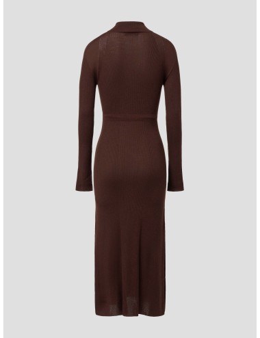 Vestido Marianna A.P.C. marrón mujer largo lana canalé - MARFRANC