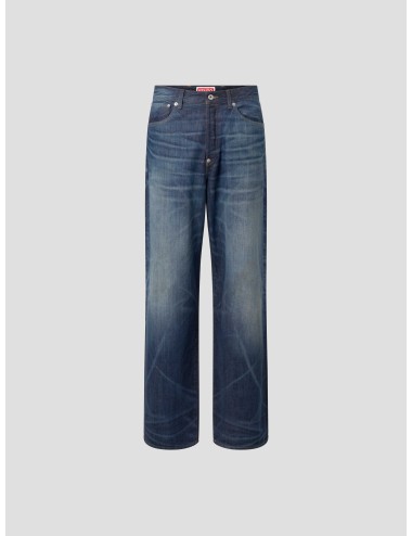 Vaqueros Turn Up Jeans de Kenzo para hombre en denim japonés "Stone Bleach Dirty Blue" - MARFRANC