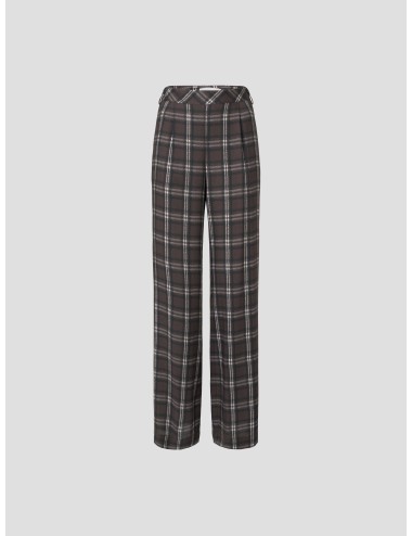 Pantalones amplios de Ermanno Firenze, con estampado de cuadros superpuestos en tonos marrones - MARFRANC