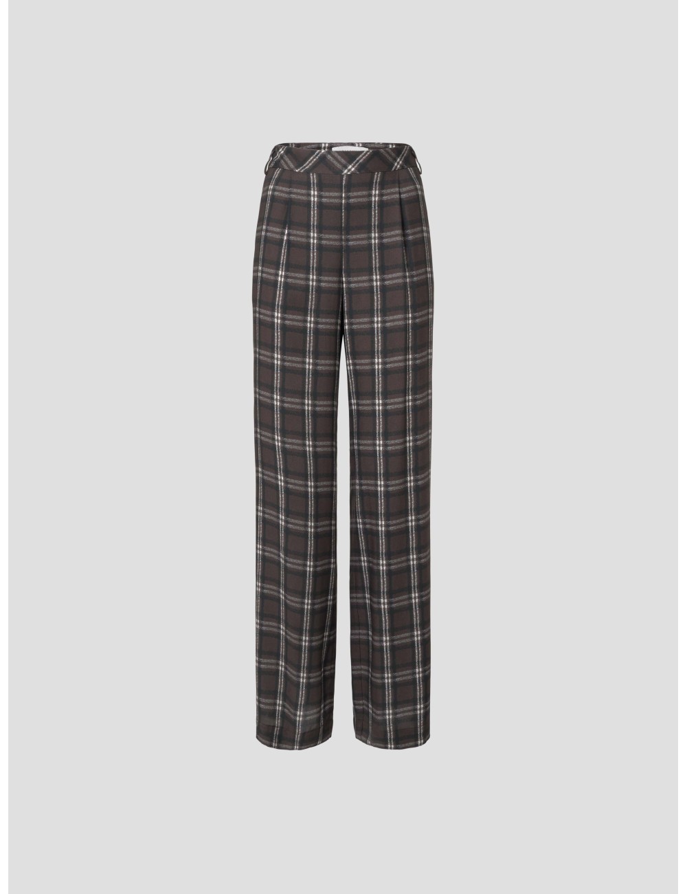 Pantalones amplios de Ermanno Firenze, con estampado de cuadros superpuestos en tonos marrones - MARFRANC