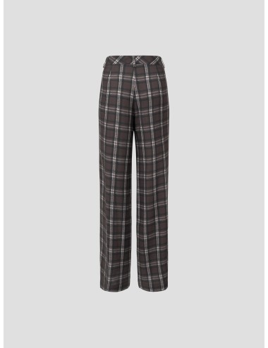 Pantalones amplios de Ermanno Firenze, con estampado de cuadros superpuestos en tonos marrones - MARFRANC