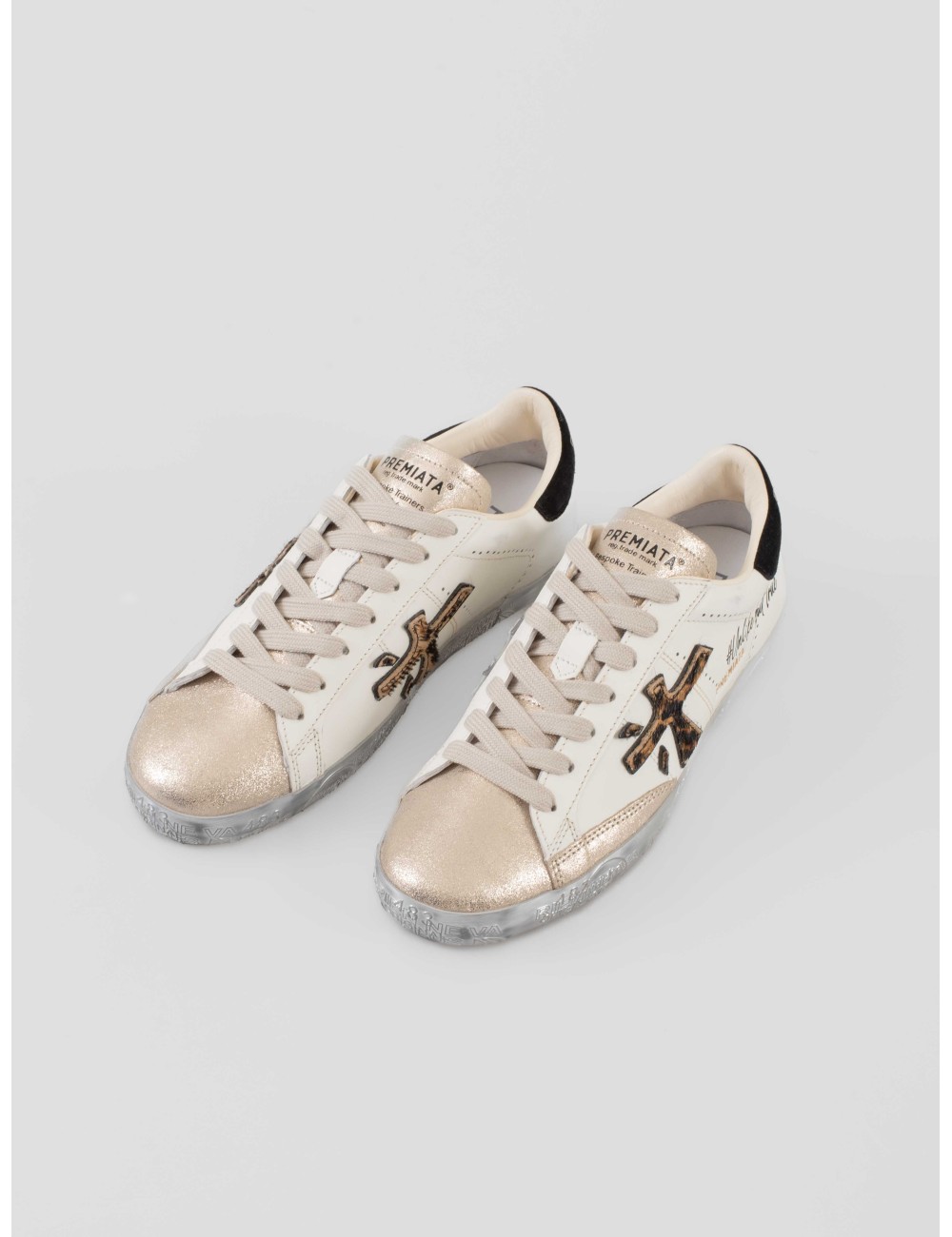 Premiata Stevend mujer blanca glitter piel potro animal print suela plateada - MARFRANC Premiata Stevend mujer blanca glitter piel potro animal print suela plateada - MARFRANC