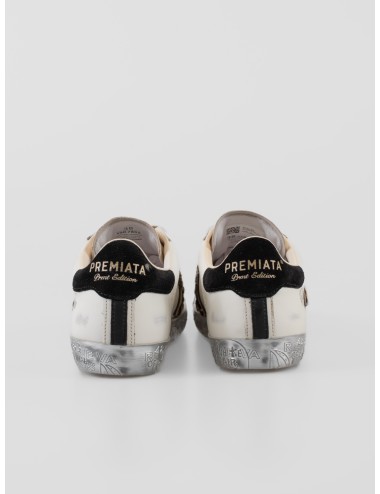 Premiata Stevend mujer blanca glitter piel potro animal print suela plateada - MARFRANC