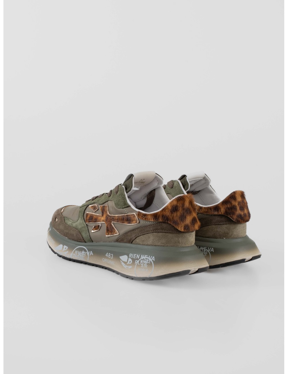 Premiata Lauryn 7790 mujer sneaker verde caqui con logo piel potro animal print - MARFRANC Premiata Lauryn 7790 mujer sneaker verde caqui con logo piel potro animal print - MARFRANC