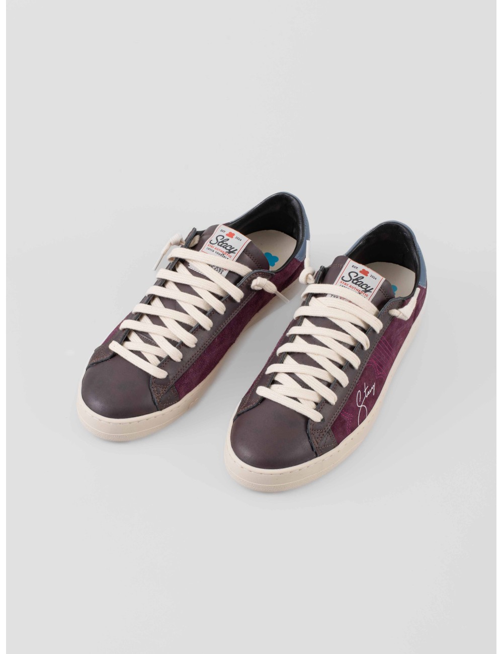 Stacy F25 Rose Wine sneaker hombre ante burdeos talón azul - MARFRANC Stacy F25 Rose Wine sneaker hombre ante burdeos talón azul - MARFRANC