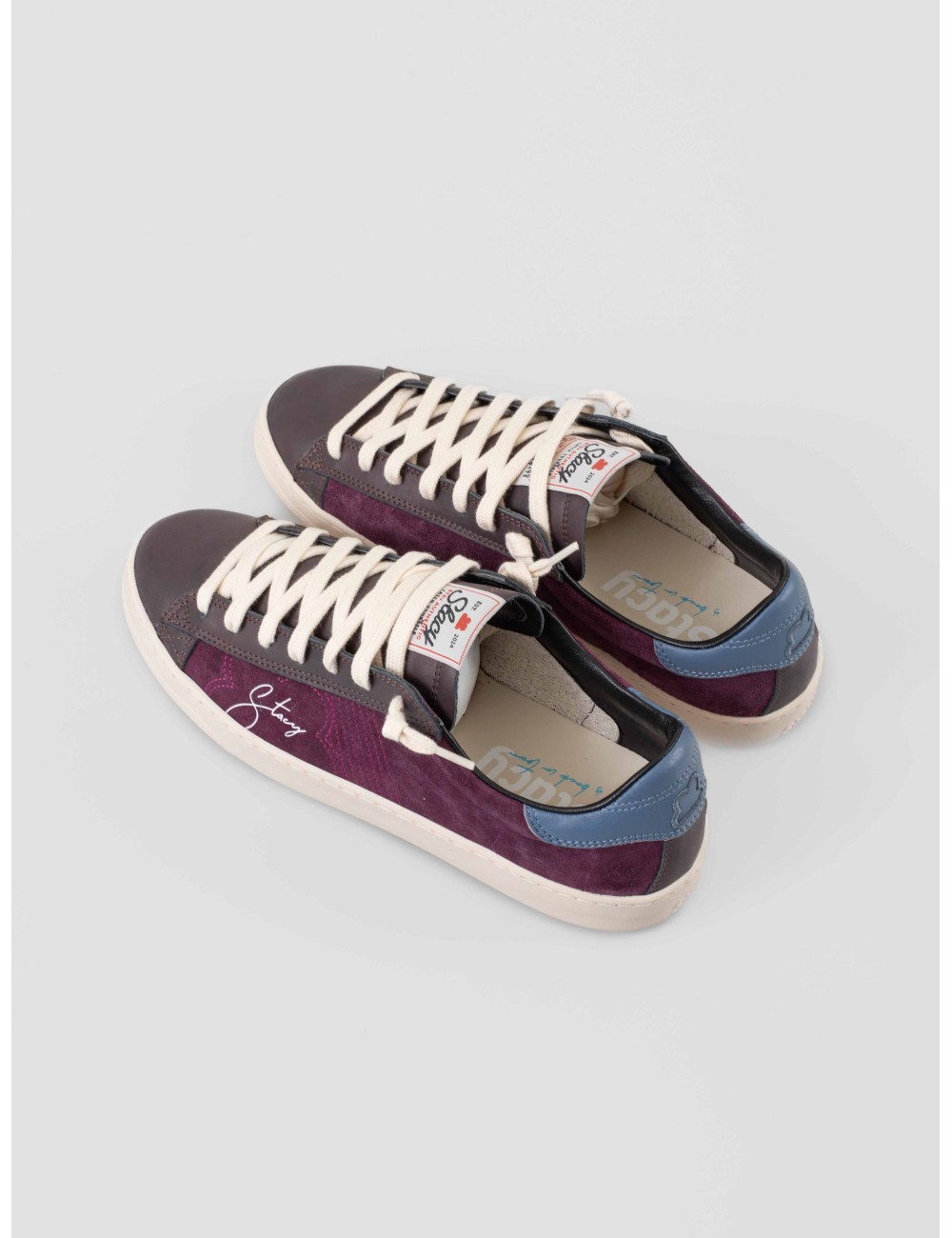 Stacy F25 Rose Wine sneaker hombre ante burdeos talón azul - MARFRANC Stacy F25 Rose Wine sneaker hombre ante burdeos talón azul - MARFRANC