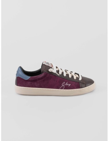 Stacy F25 Rose Wine sneaker hombre ante burdeos talón azul - MARFRANC