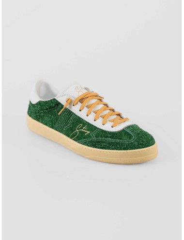 Stacy F25 Lotus Old Green sneaker hombre ante verde cordones mostaza - MARFRANC