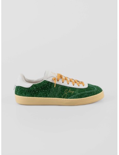 Stacy F25 Lotus Old Green sneaker hombre ante verde cordones mostaza - MARFRANC
