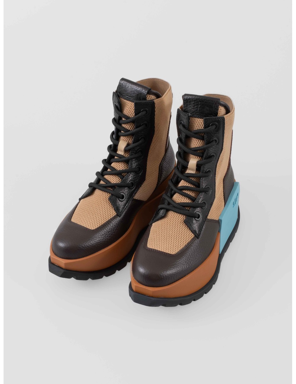 Bota United Nude Roko Trooper mujer Coffee Mix plataforma 6 cm piel + tejido elástico - MARFRANC Bota United Nude Roko Trooper mujer Coffee Mix plataforma 6 cm piel + tejido elástico - MARFRANC