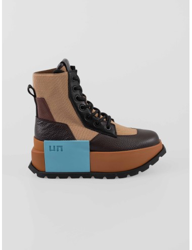 Bota United Nude Roko Trooper mujer Coffee Mix plataforma 6 cm piel + tejido elástico - MARFRANC