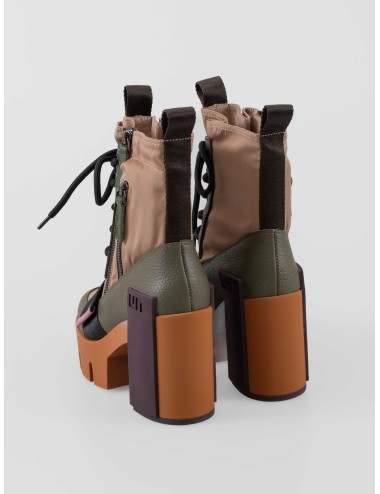 Bota United Nude Grip Combat Mid mujer Caramel Mix tacón geométrico chunky - MARFRANC
