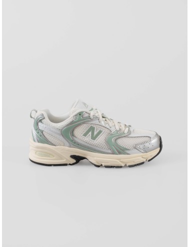 Sneakers New Balance U530SEB mujer retro running blancas plateadas verdes ABZORB - MARFRANC