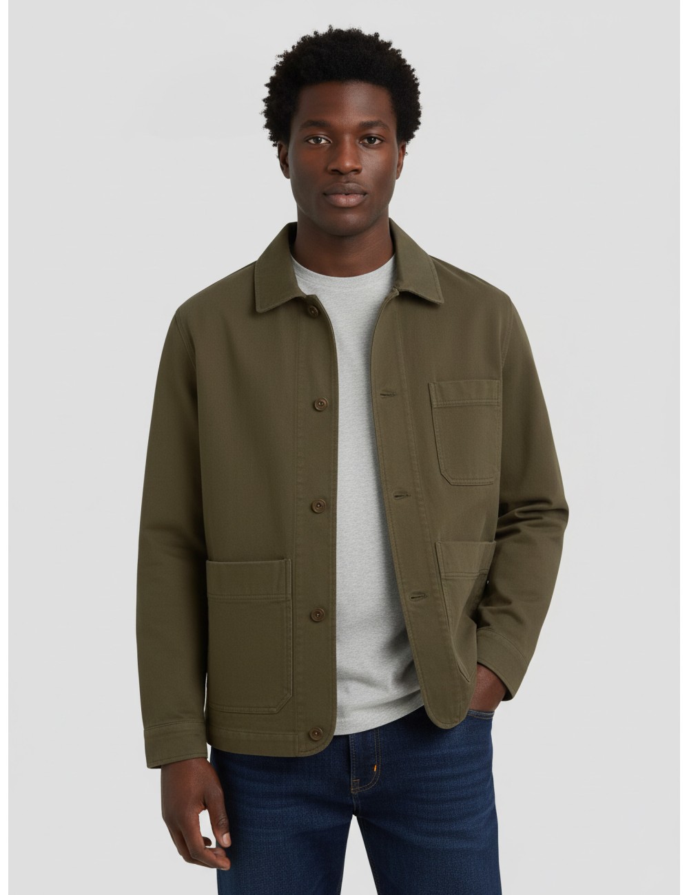 Sobrecamisa tipo workwear NOUS SOMMES OVERSHIRT en color kaki de LES HÉRITIERS - MARFRANC