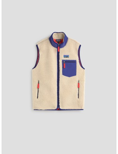 Chaleco polar para hombre Classic Retro-X de Patagonia en color natural con detalles en azul - MARFRANC