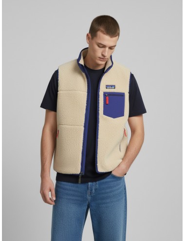 Chaleco polar para hombre Classic Retro-X de Patagonia en color natural con detalles en azul - MARFRANC