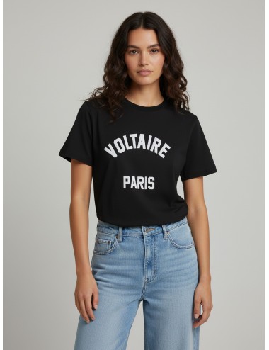 Camiseta de mujer Zadig & Voltaire en negro, con corte regular y cuello redondo - MARFRANC