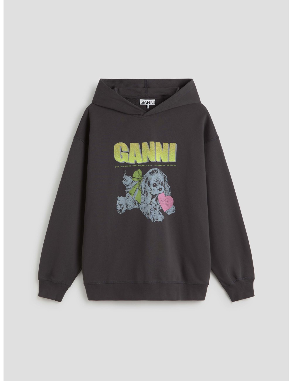 Sudadera negra de algodón orgánico con estampado de cachorro de GANNI  - MARFRANC