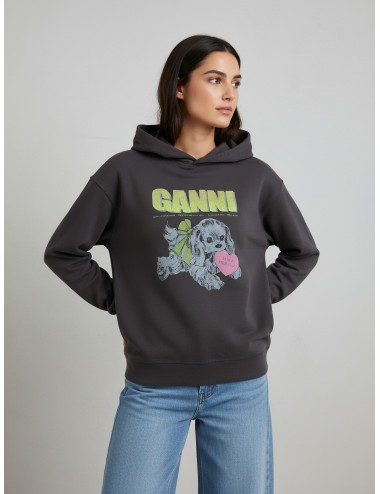 Sudadera negra de algodón orgánico con estampado de cachorro de GANNI  - MARFRANC