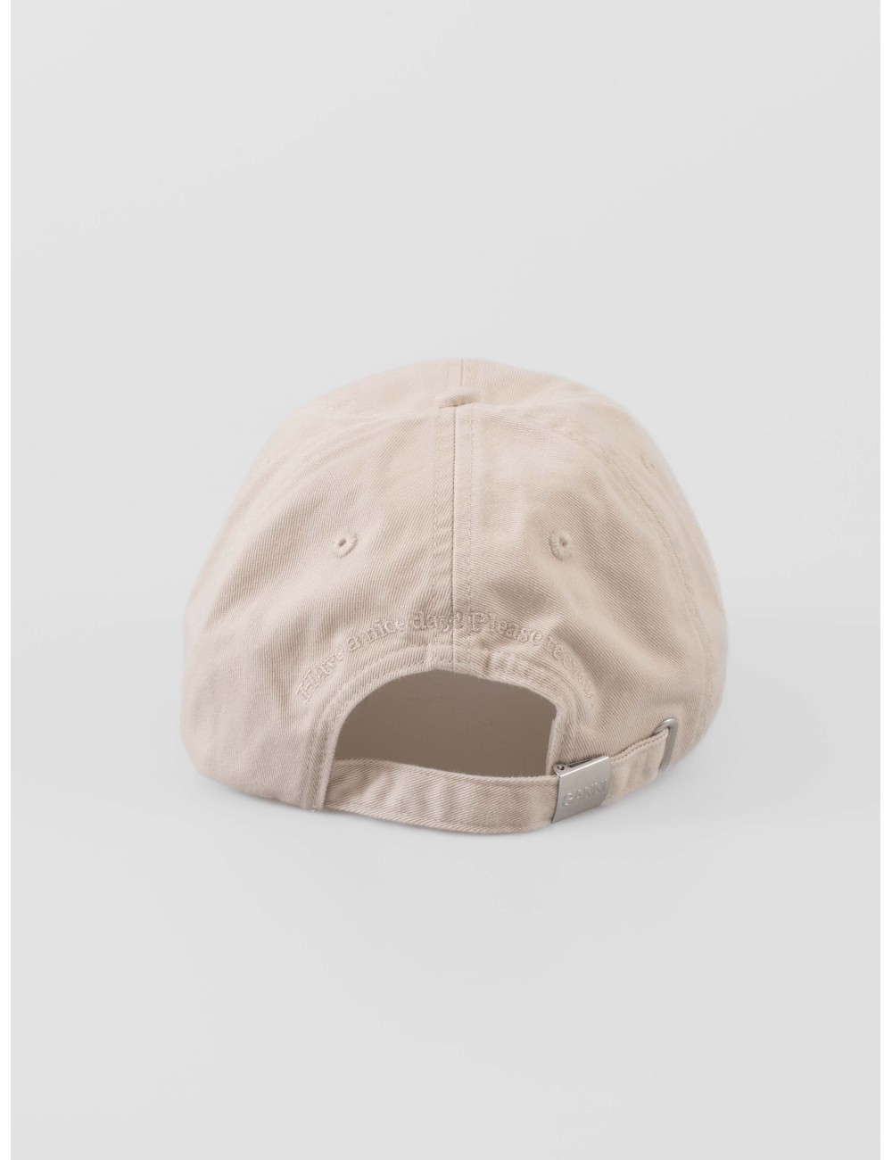 Gorra de algodón orgánico en color Beige/Pink, con bordado frontal de un gato y logo GANNI - MARFRANC Gorra de algodón orgánico en color Beige/Pink, con bordado frontal de un gato y logo GANNI - MARFRANC
