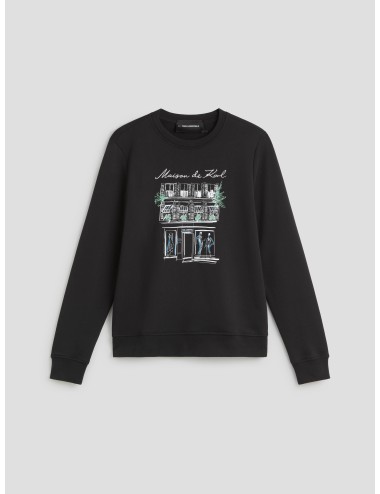 Sudadera negra de mujer con boceto de París de Karl Lagerfeld - MARFRANC