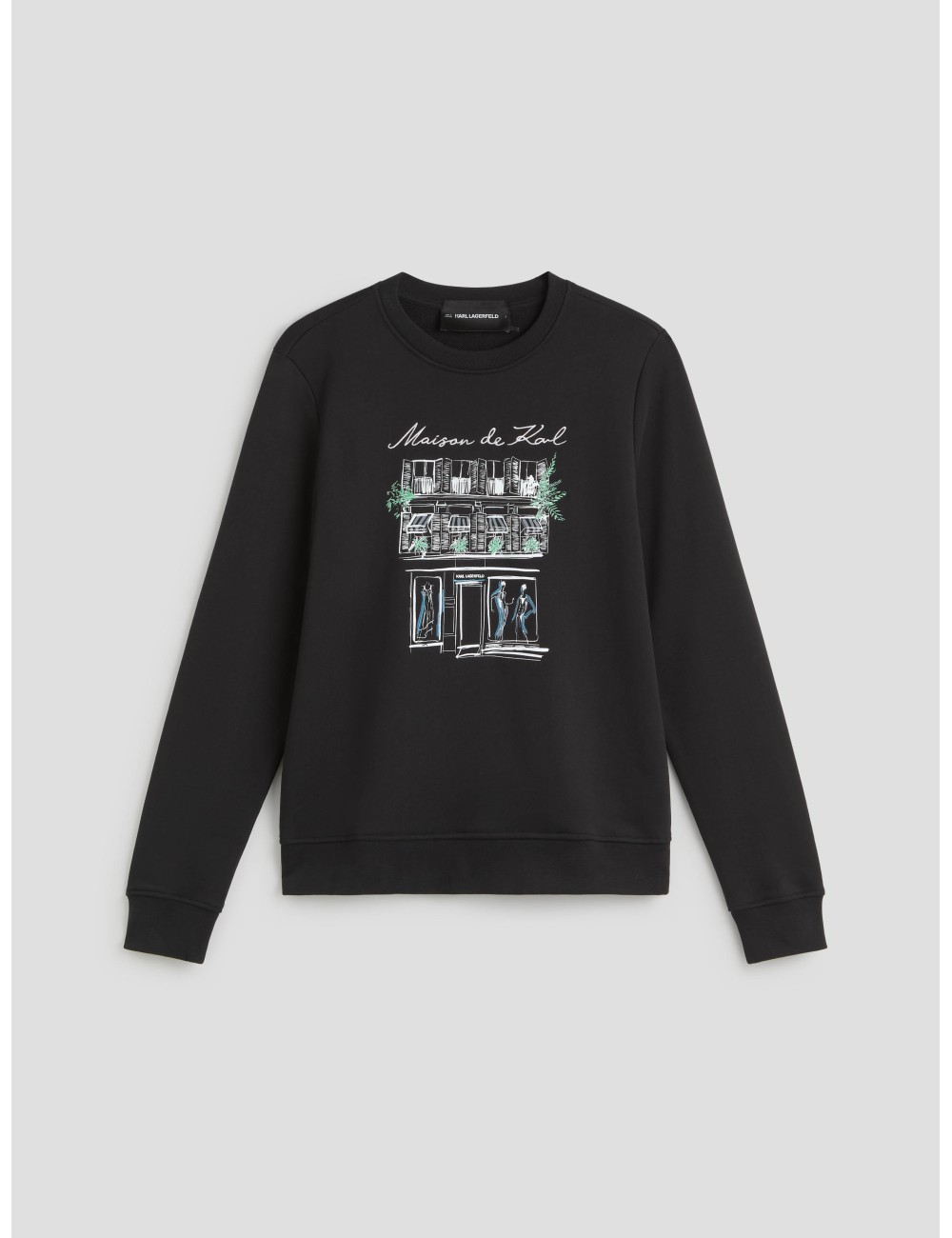 Sudadera negra de mujer con boceto de París de Karl Lagerfeld - MARFRANC