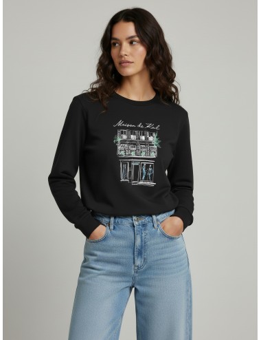 Sudadera negra de mujer con boceto de París de Karl Lagerfeld - MARFRANC