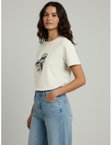 Camiseta de pijama blanca para mujer de Karl Lagerfeld, modelo IKON - MARFRANC