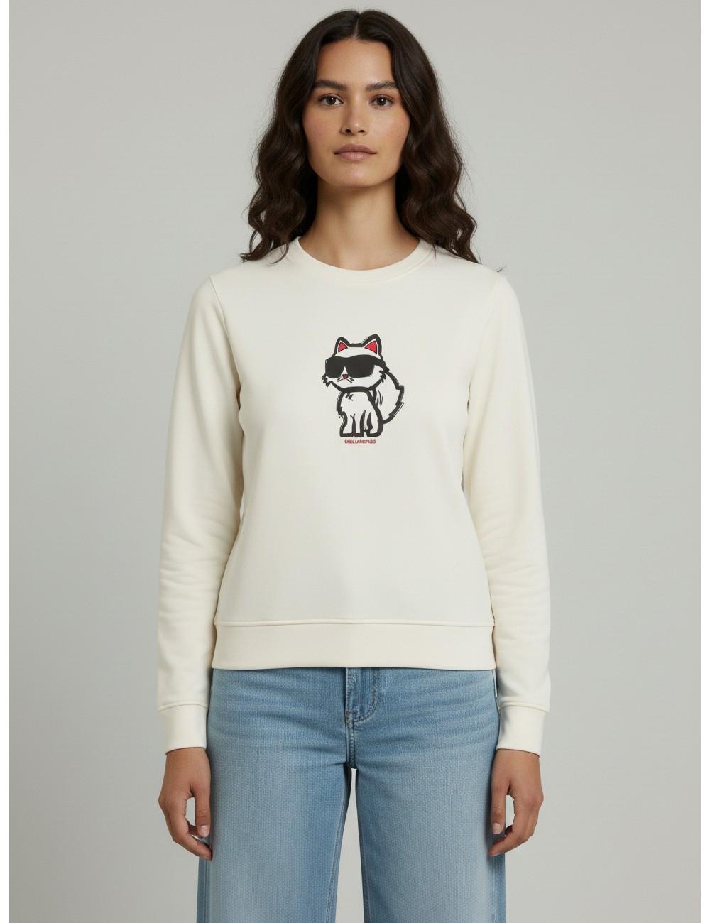 Sudadera de pijama blanca para mujer de Karl Lagerfeld, modelo IKON - MARFRANC