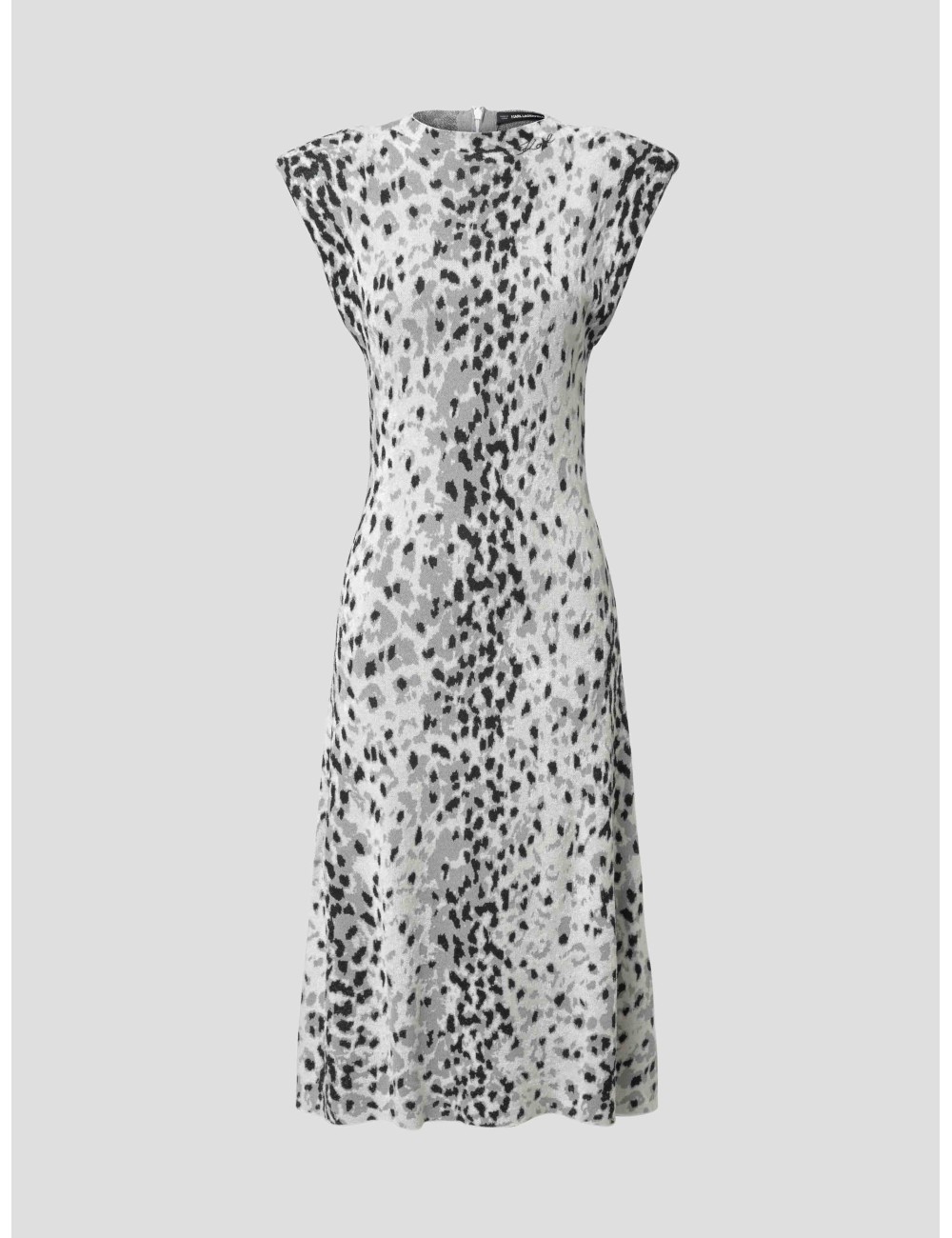 Vestido de punto midi sin mangas con estampado de leopardo de Karl Lagerfeld en tono Snow Leopard - MARFRANC