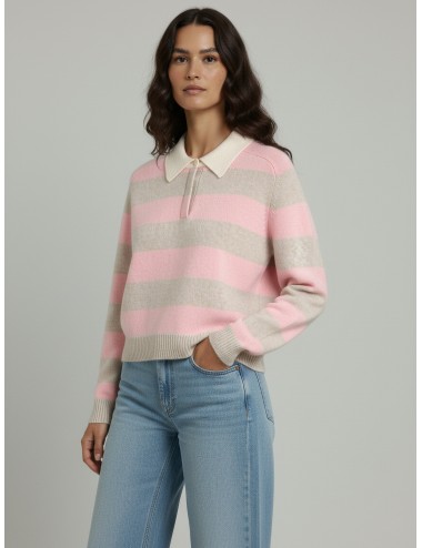 Jersey Royce Stripe de Kujten en 100 % cachemira de dos hilos - MARFRANC