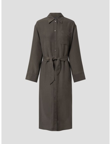 Vestido largo de seda para mujer Soeur modelo FLORAI en elegante color kaki oscuro - MARFRANC