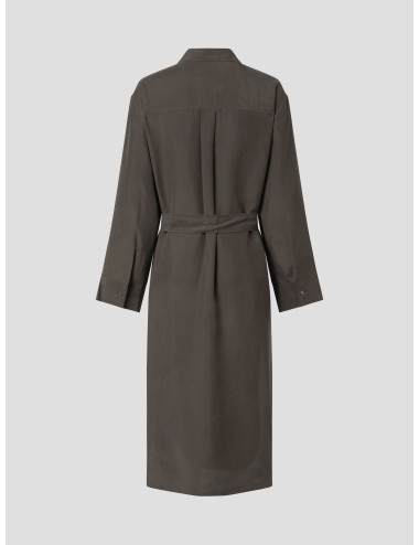 Vestido largo de seda para mujer Soeur modelo FLORAI en elegante color kaki oscuro - MARFRANC