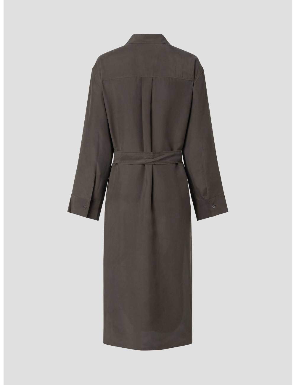 Vestido largo de seda para mujer Soeur modelo FLORAI en elegante color kaki oscuro - MARFRANC