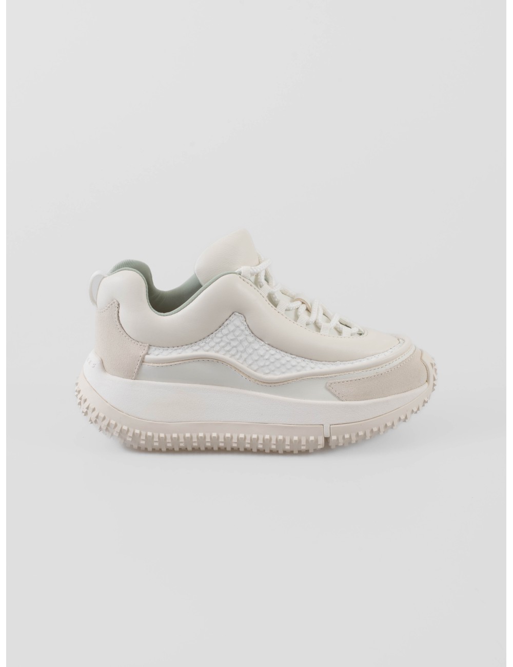 Zapatillas 4CCCCEES Kapok Swat 4CS900101 mujer blancas en piel con panel efecto serpiente y suela dentada - MARFRANC