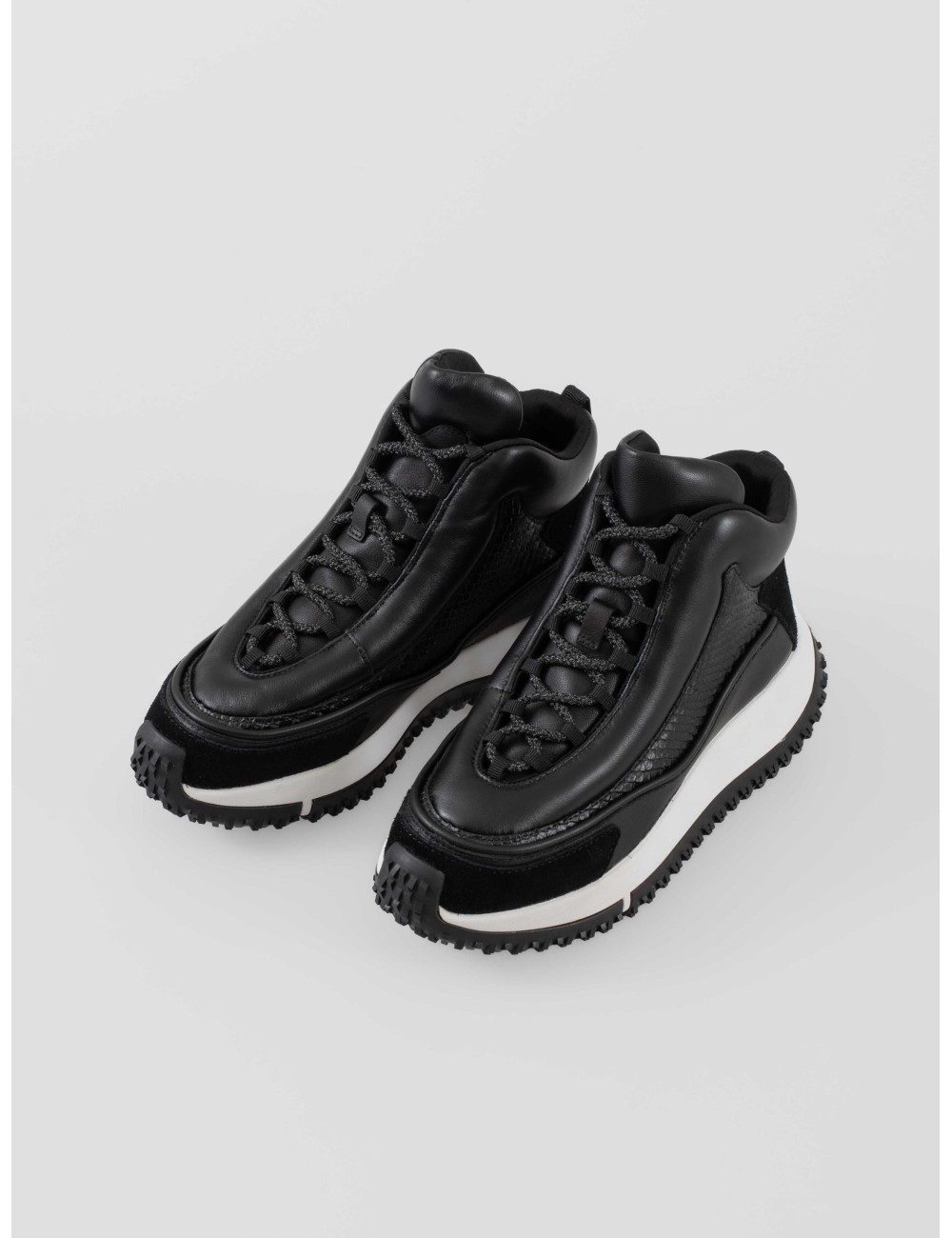 Sneakers 4CCCCEES Kapok Goni 4CS160044 mujer color Oreo en piel y nobuk con suela dentada bicolor - MARFRANC