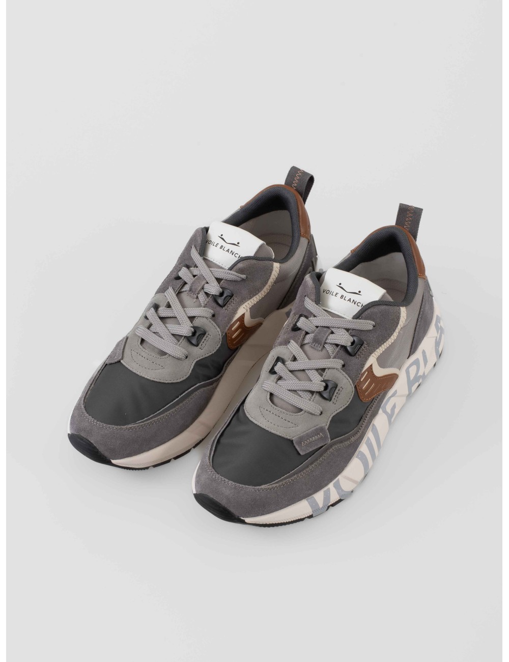 zapatillas deportivas hombre Voile Blanche Club01 color gris antracita y cognac suela ligera de goma - MARFRANC zapatillas deportivas hombre Voile Blanche Club01 color gris antracita y cognac suela ligera de goma - MARFRANC
