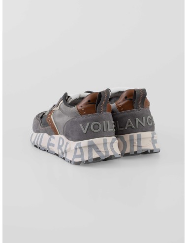 zapatillas deportivas hombre Voile Blanche Club01 color gris antracita y cognac suela ligera de goma - MARFRANC