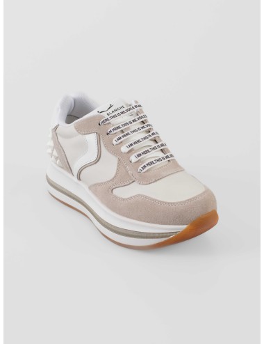 Zapatillas Voile Blanche Merry S mujer Ice Off-White en ante y tejido técnico con suela ligera y detalles geométricos - MARFRANC