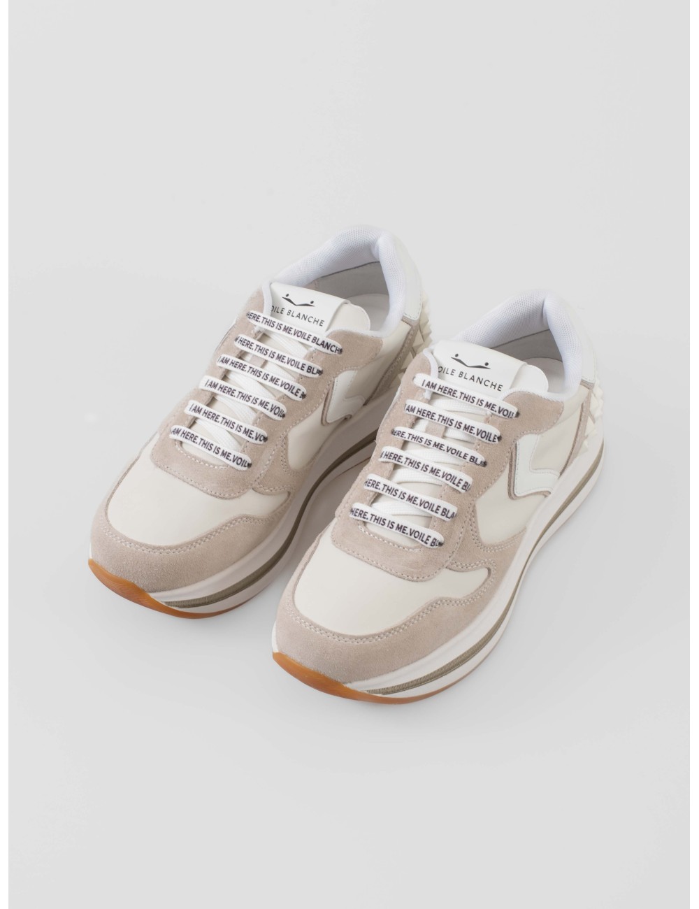 Zapatillas Voile Blanche Merry S mujer Ice Off-White en ante y tejido técnico con suela ligera y detalles geométricos - MARFRANC