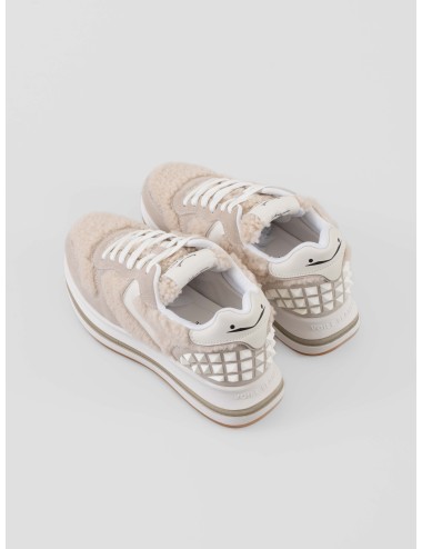 Zapatillas Voile Blanche Merry S mujer Ice-Beige ante tejido técnico efecto borrego suela ligera goma perfil medio - MARFRANC
