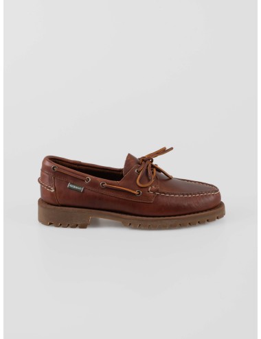 Zapatos Sebago Ranger Waxy hombre marrón Brown-Gum piel waxy suela commando 360 cordones náuticos hecho a mano - MARFRANC