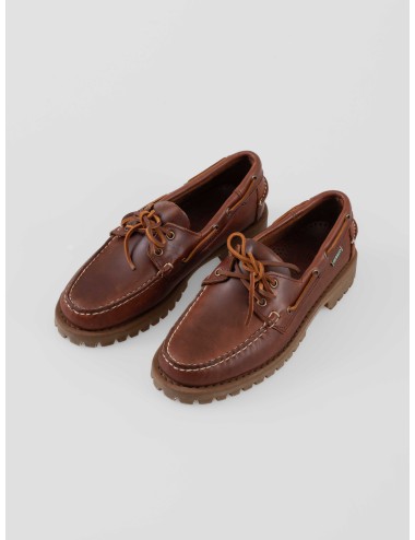 Zapatos Sebago Ranger Waxy hombre marrón Brown-Gum piel waxy suela commando 360 cordones náuticos hecho a mano - MARFRANC