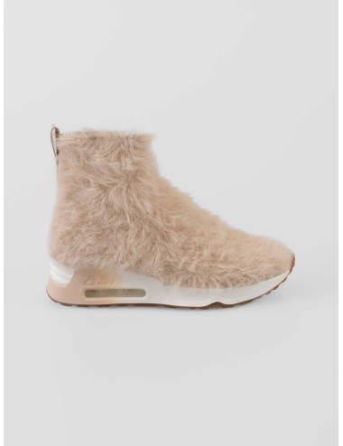 Botín Ash Lana Warm Ivory mujer — efecto peludo slip-on con diseño urbano - MARFRANC