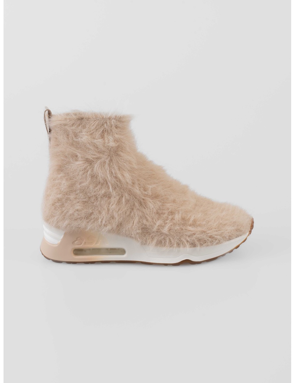 Botín Ash Lana Warm Ivory mujer — efecto peludo slip-on con diseño urbano - MARFRANC